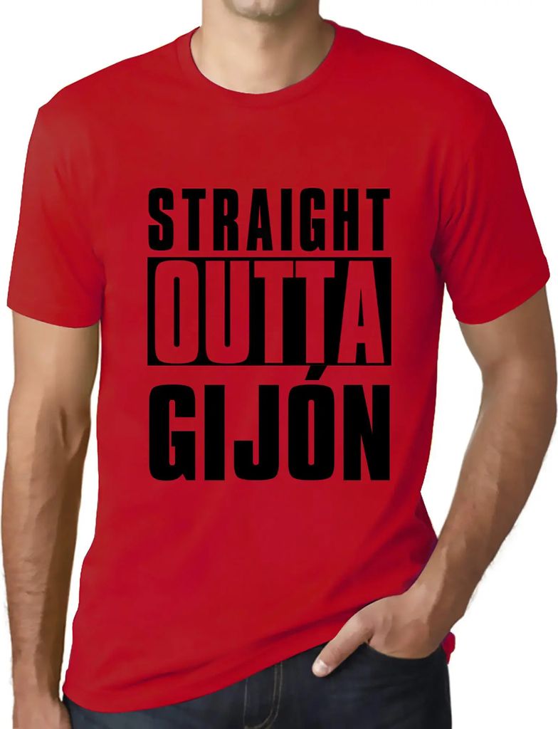 Herren Grafik T-Shirt Direkt aus Gijón – Straight Outta Gijón – Öko-Verantwortlich Vintage Jahrgang Kurzarm Lustige Druck Geburtstag Geschen...