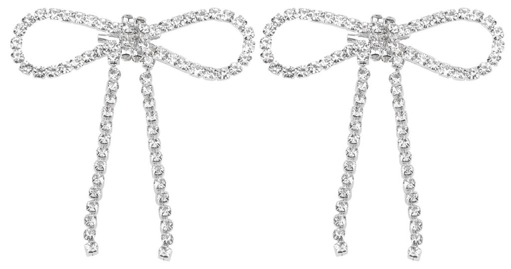 2 Stück Strass-Broschen, Quaste, Schleife, herzförmiges Schmuckzubehör mit Schnallenstiften, 5,5 x 7 cm