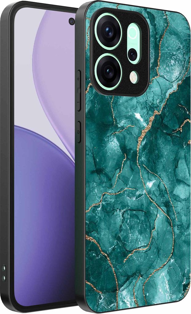 Geeignet für Oppo Reno 14 Pro Telefon Fall mit Marmor Druck - TPU zurück Abdeckung Fall Marmor Design - Gold Grün - Smartphonica