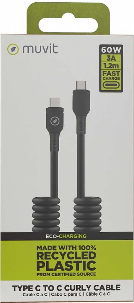 Muvit For Change 3a/60w 1,2 M Cavo da Usb-c a Usb-c nero Nero Taglia unica - 4