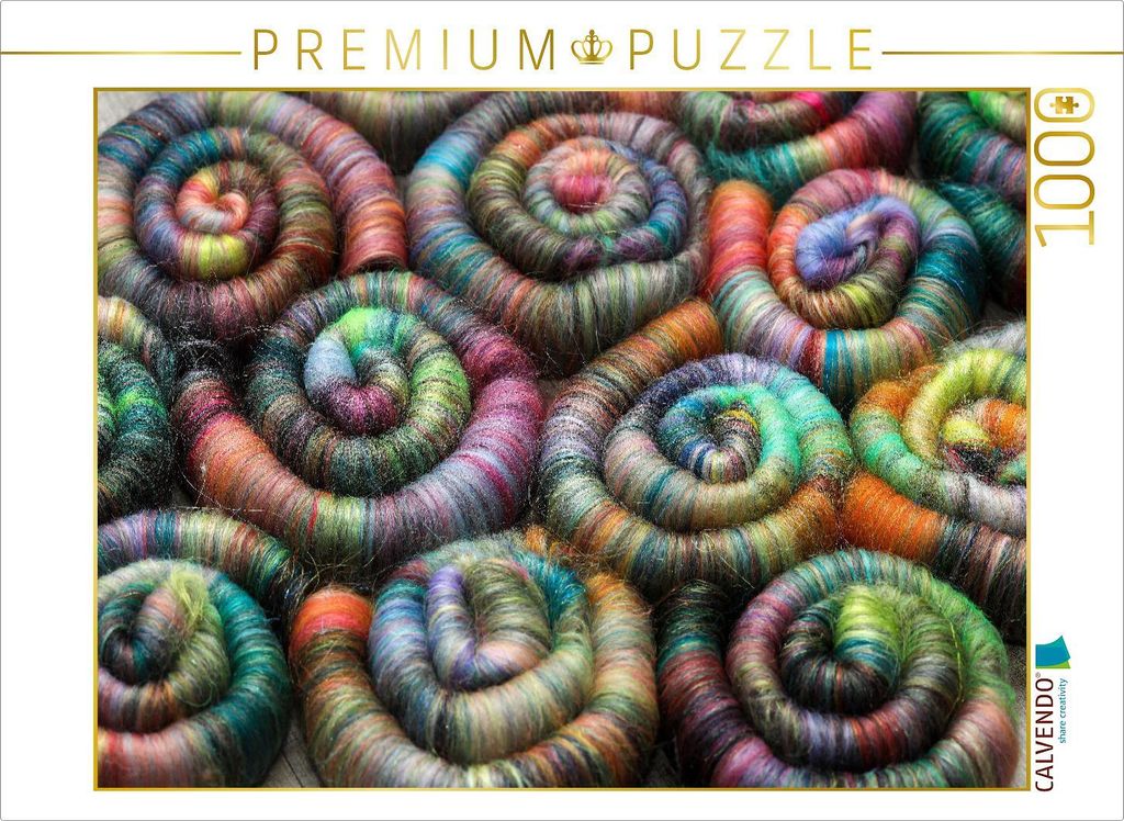 CALVENDO Puzzle Spinnfutter - Kunterbunte handgedrehte Rolags aus Wolle und anderen schönen Fasern | 1000 Teile Lege-Größe 64x48cm Foto-Puzzle f...