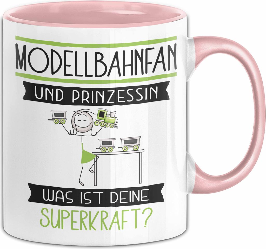 Modellbahnfan Und Prinzessin Tasse Geschenk Für Eine Modellbahnfan Geburtstag Was Ist Deine Superkraft (Rosa)