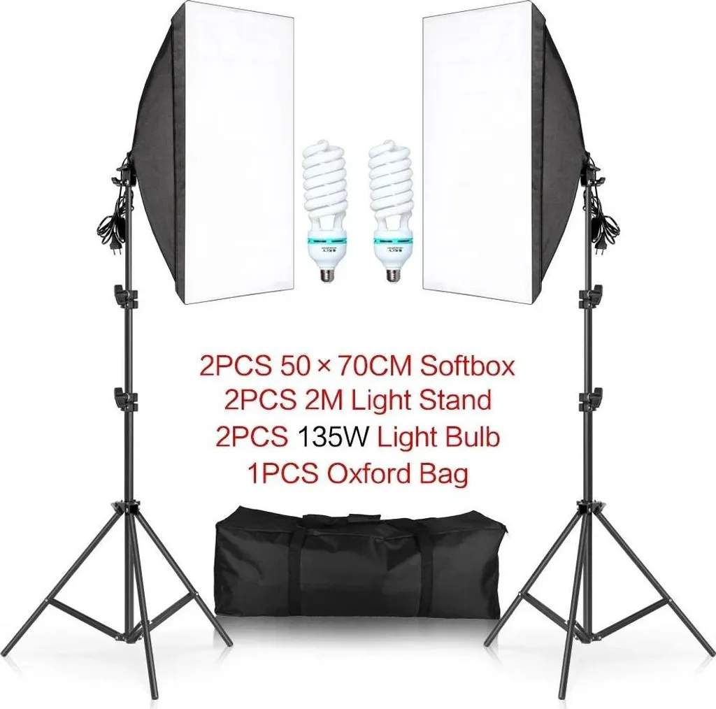 Softbox éclairage studio photo réglable avec ampoule de 135W E27