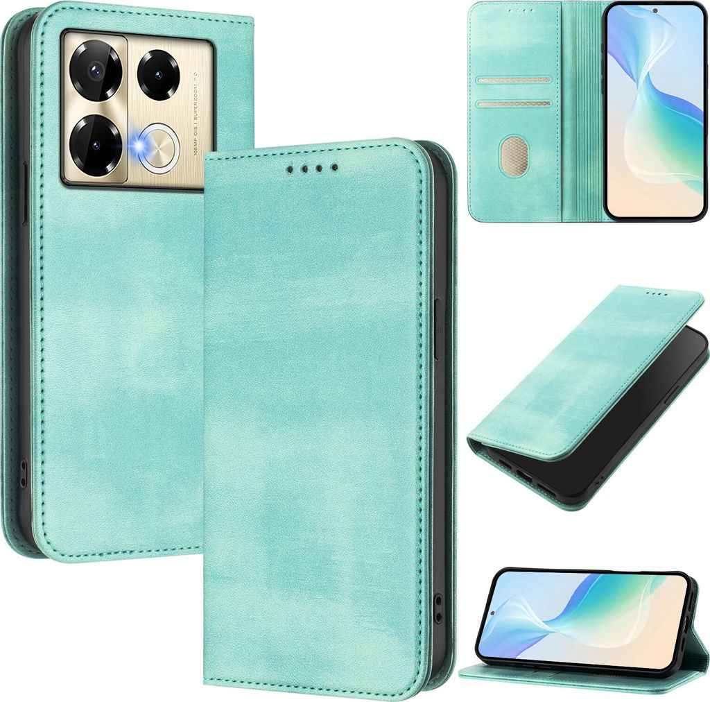 Handyhülle für Infinix Note 40 Pro 4G/Note 40 Pro 5G/Note 40 Pro+ 5G, Vintage Leder RFID Schutz Kartenfach Standfunktion Magnetische Klapphülle ...