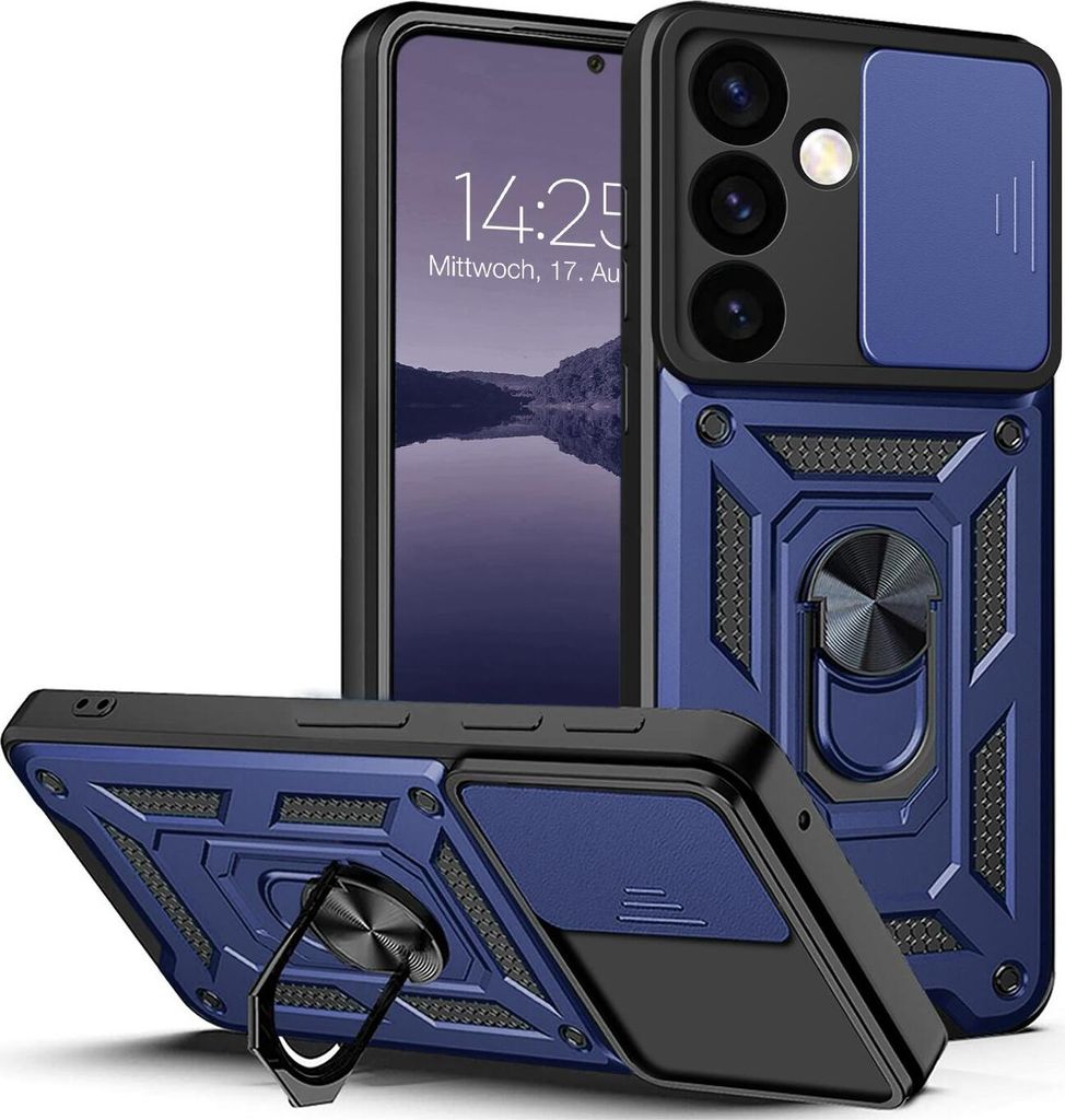 Armor Handyhülle für Samsung Galaxy S24+ Kameraschutz Handy Panzer Case Cover Schutzhülle Outdoor Farbe: Blau