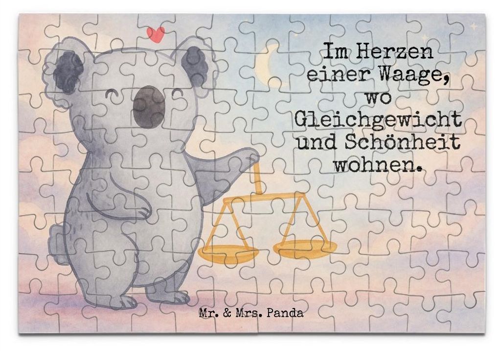 Mr. & Mrs. Panda Puzzle Waage Astrologie Design 96 Teile - Weiß - Geschenk, 300, 1000, 1500, 500, Sternzeichen, Geburtstagsgeschenk, 2000, Tierkre...