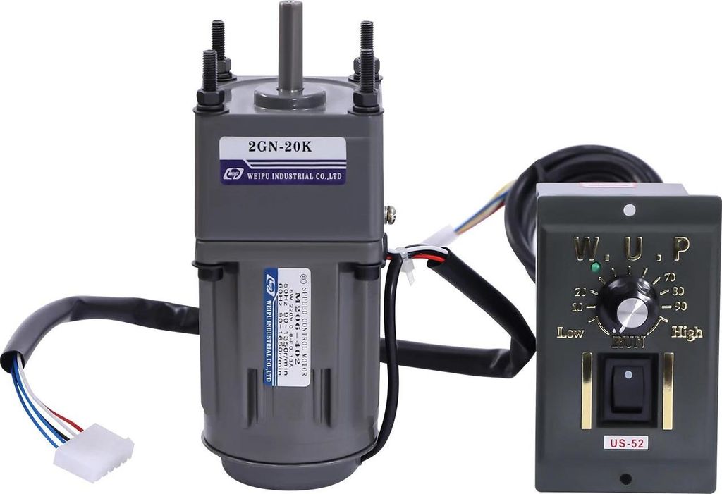 Getriebemotor mit Drehzahlregler - AC 220 V 6 W - 1400 U/min - Stufenlose Regelung - EU-Stecker - Schwarz