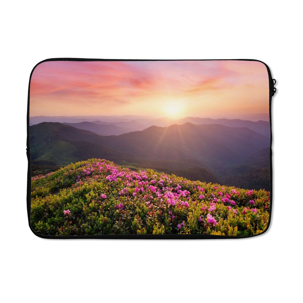 MuchoWow Laptop Hülle 13 Zoll Blumen - Berg - Sonnenuntergang - Landschaft Laptoptasche - Laptophülle - Sleeve - Rundumschutz
