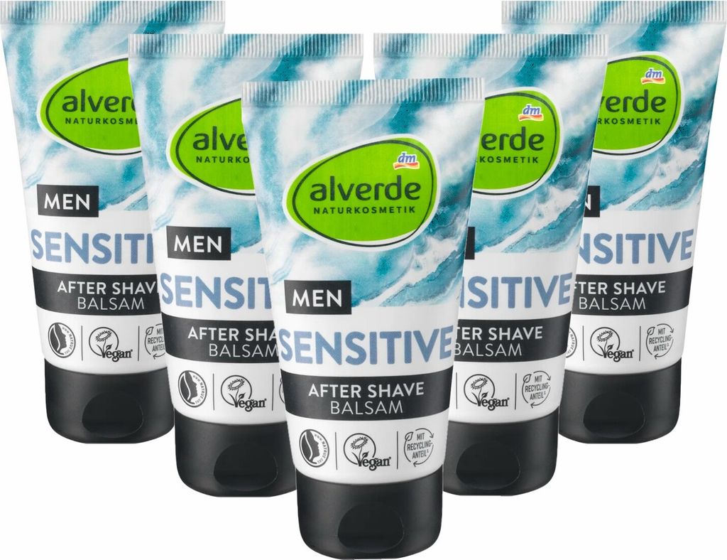 5 x alverde Naturkosmetik - After Shave Balsam Sensitiv ( 5 x 75 ml)