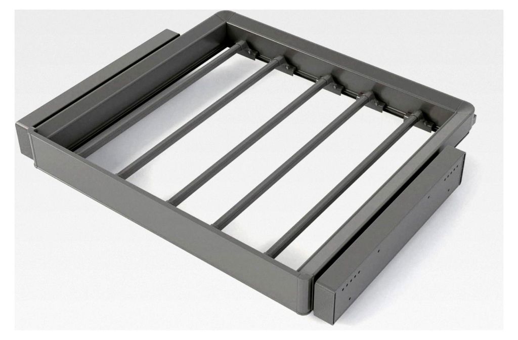 Set aus 7-Stangen-Hosenhalter und Führungsschienen für Schrank, mit Soft-Close- und Vollauszug, Modul 60 cm, Titan-Oberfläche