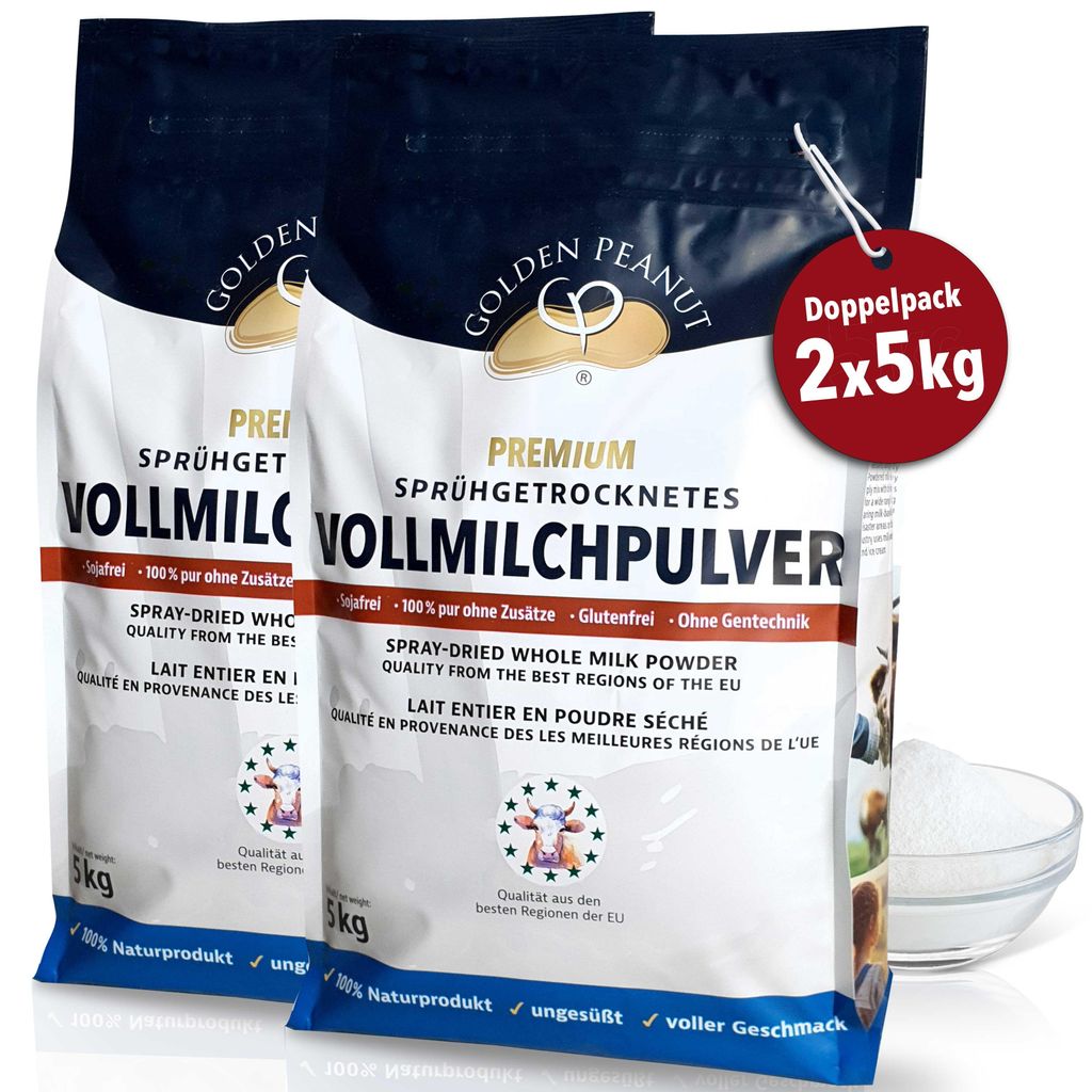GOLDEN PEANUT Vollmilchpulver sprühgetrocknet 2x 5 kg Set Produktbild 