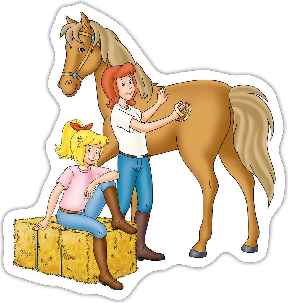 Spreadshirt Bibi Und Tina Striegeln Hengst Amadeus Sticker Aufkleber, 10 x 10 cm, Mattweiß