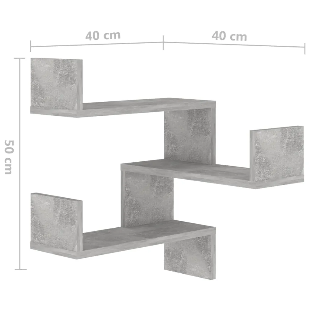 Étagères murales d'angle pour gain de place 40x40x50 cm gris béton x2 - 10