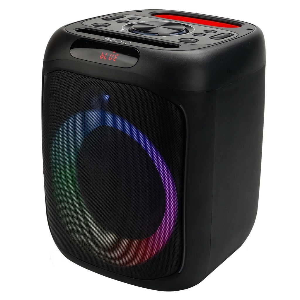 PEAQ Party Speaker Box in schwarz mit Bluetooth und Aux Kabel
