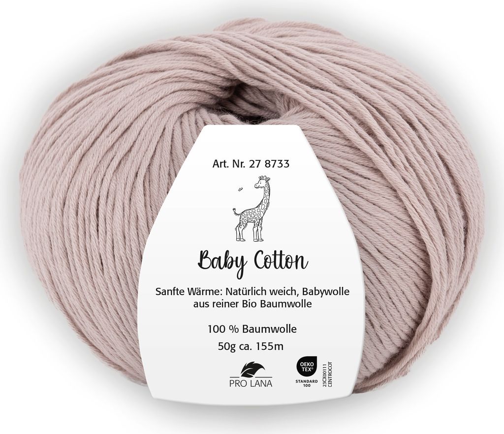 Pro Lana BABY Baumwolle 50 g 100 % Baumwolle Babywolle speichelecht 155 m Farbe 046 - rosenholz