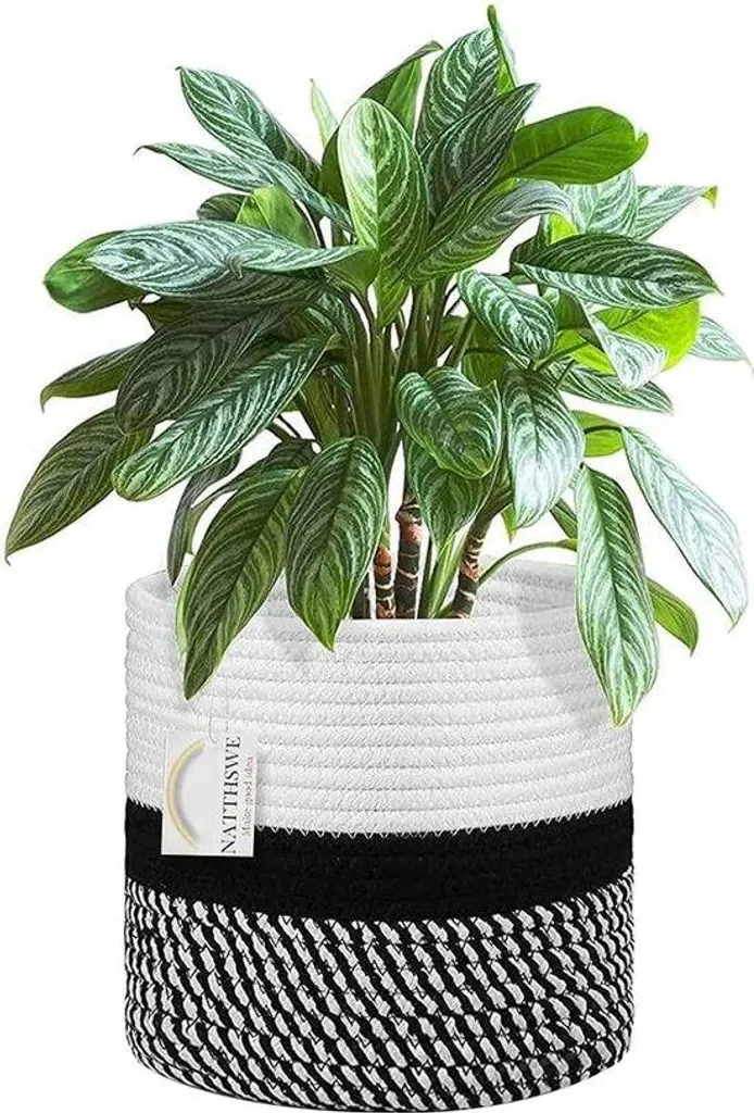 Petit pot de fleurs pliable 23 cm en jute naturelle avec intérieur PVC