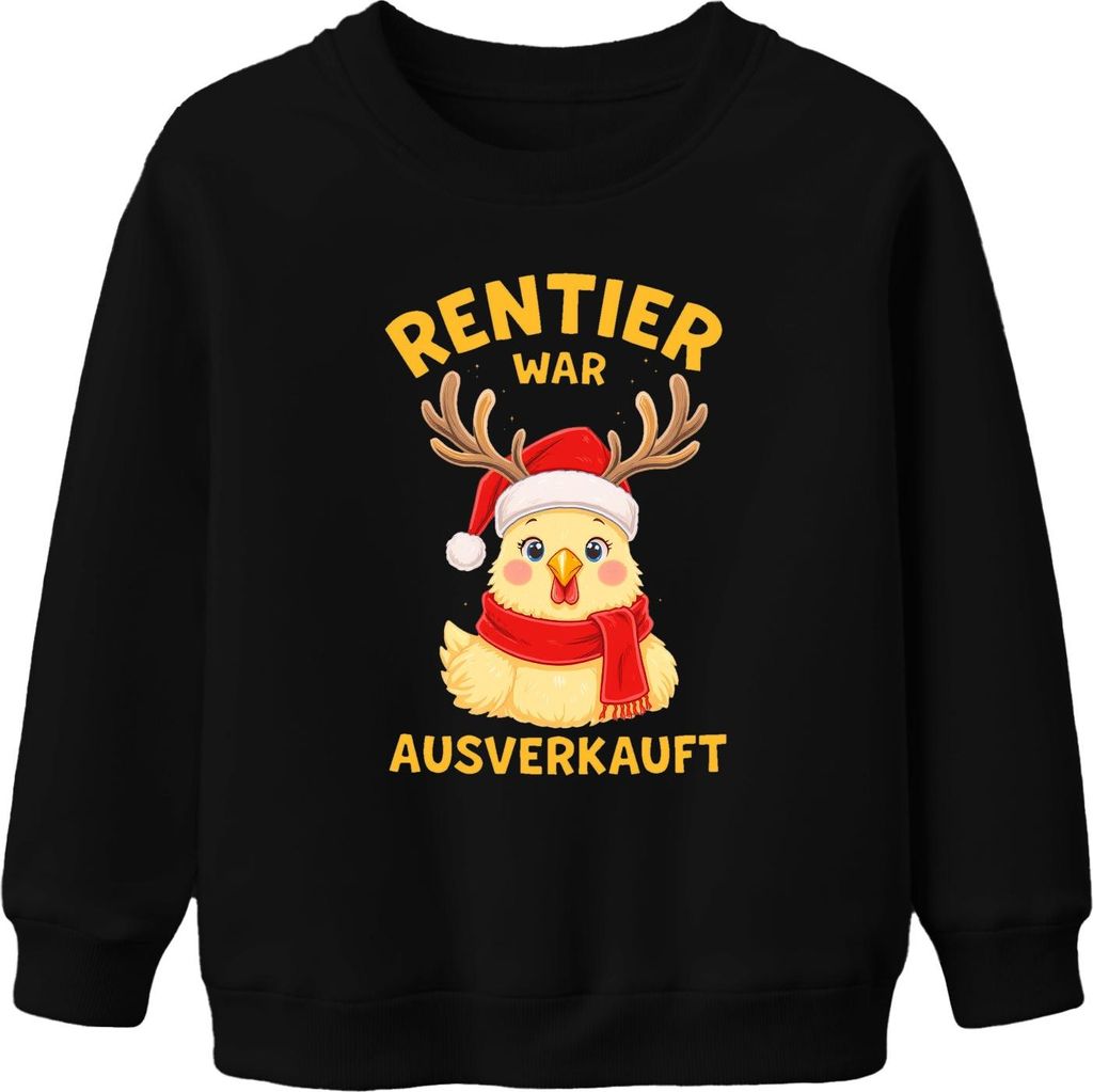 Rentier war t lustig Küken Weihnachten Santa Geschenk Uni Kinder Sweatshirt Pullover, Schwarz, 104
