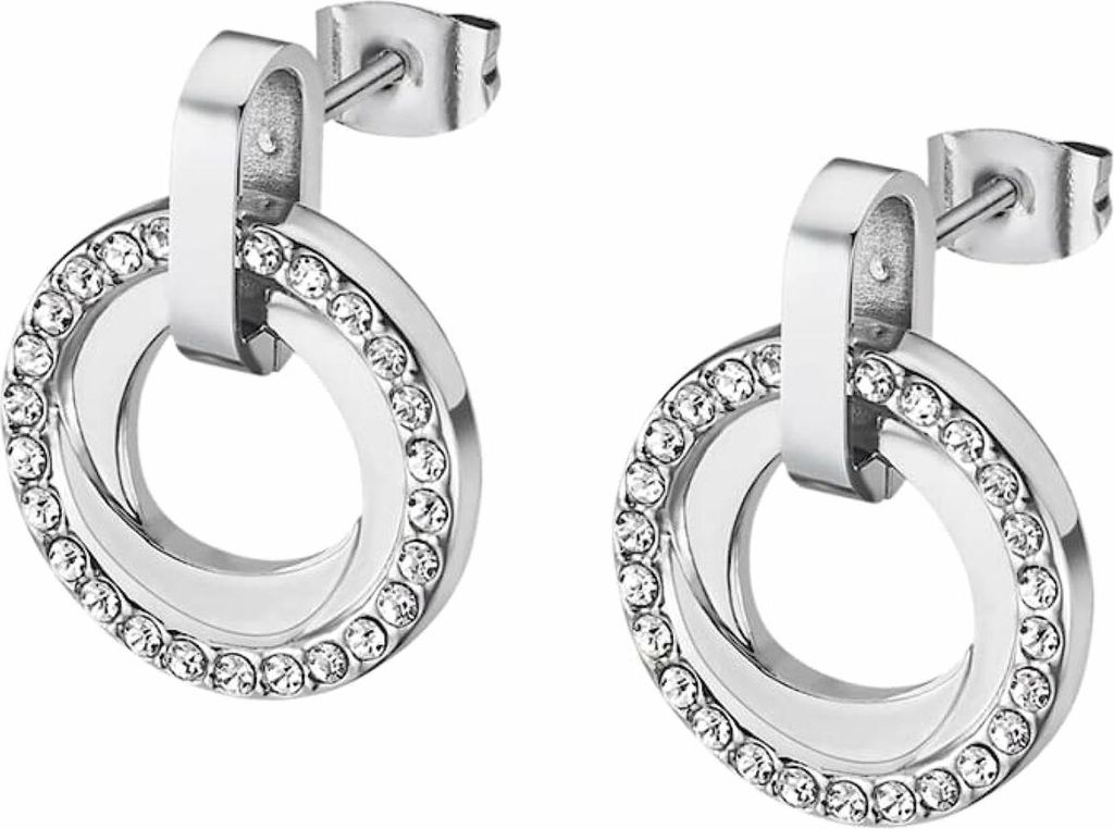 Lotus Style Ohrringe Ohrstecker Kreis silber Strass LS2176-4/1 Ohrschmuck