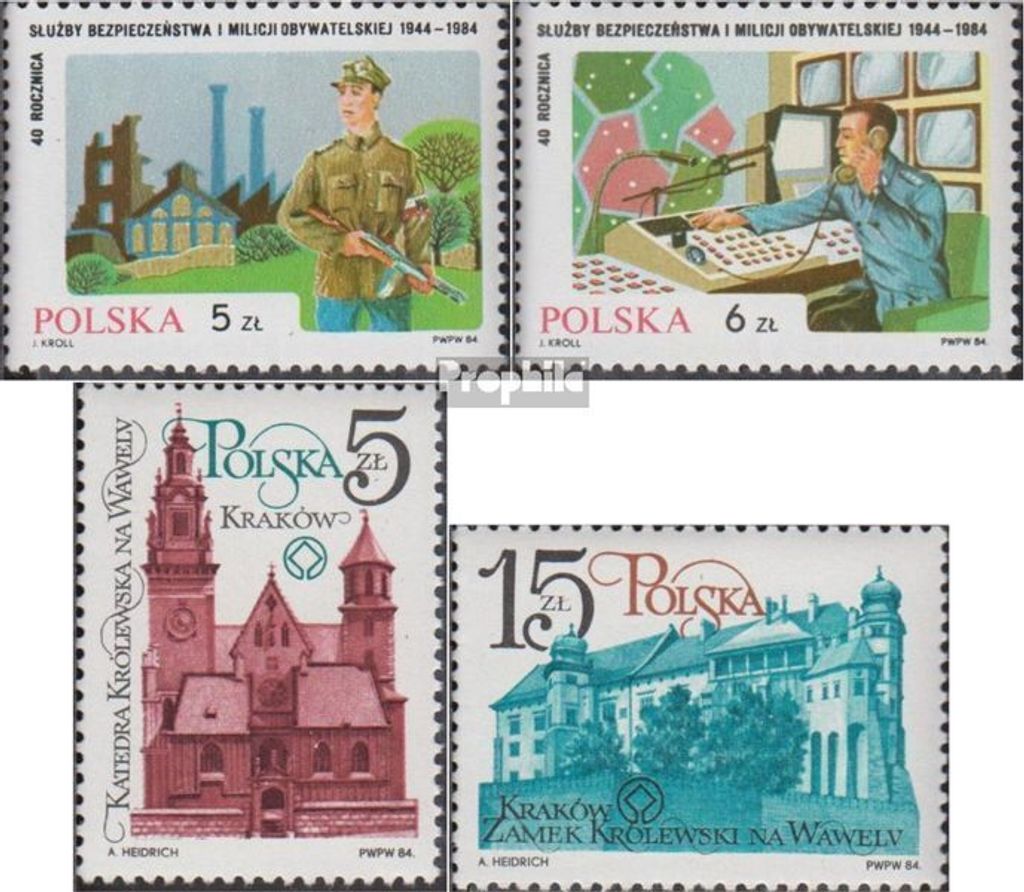 Briefmarken Polen 1984 Mi 2937-2938,2952-2953 (kompl.Ausg.) gestempelt Miliz