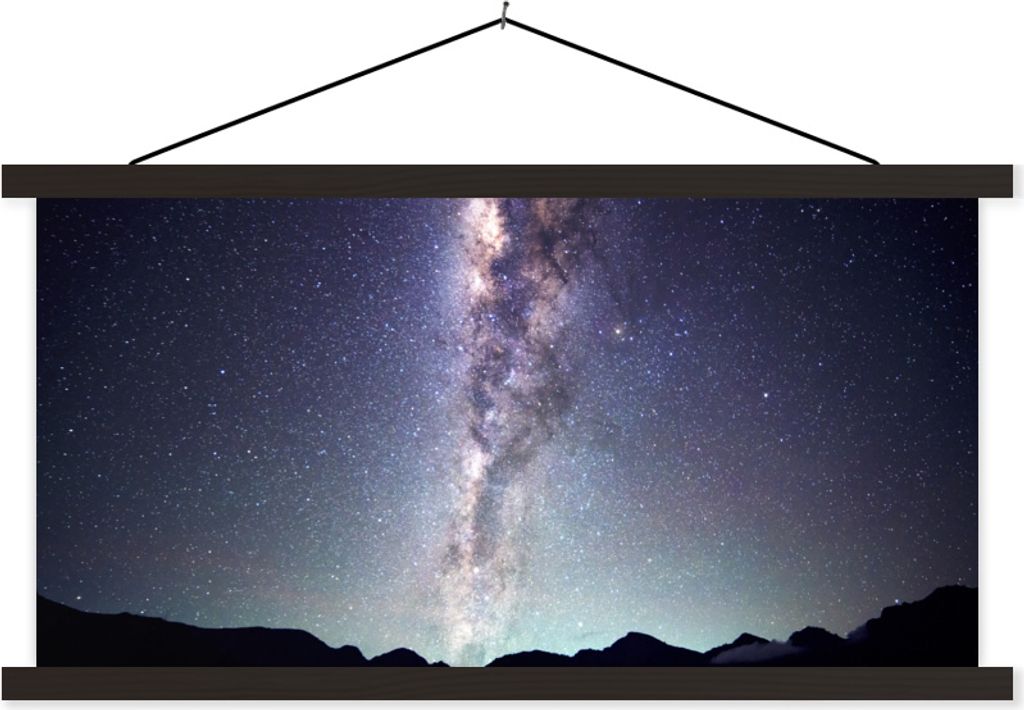 MuchoWow Textilposter Universum - Galaxie - Sternenhimmel - Jungen - Mädchen - Kinder 150x75 cm mit schwarzem Rahmen - Posterleiste