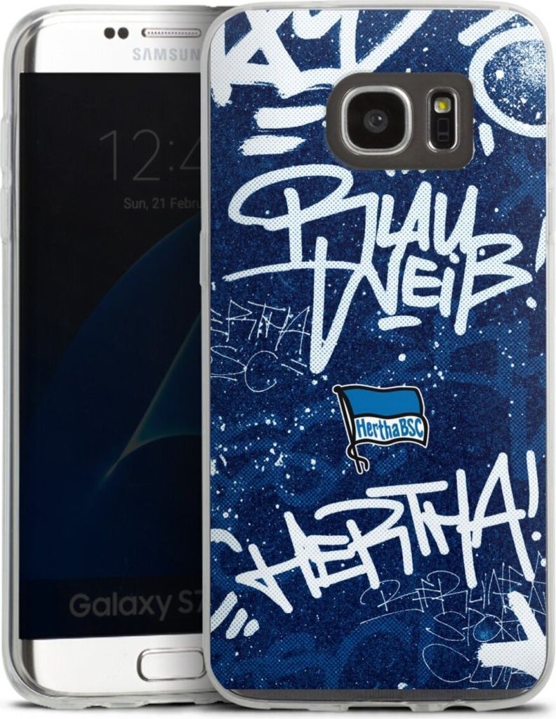DeinDesign Slim Hülle für Samsung Galaxy S7 Edge Silikon Case Ultra Dünn Handyhülle Graffiti Hertha BSC Offizielles Lizenzprodukt
