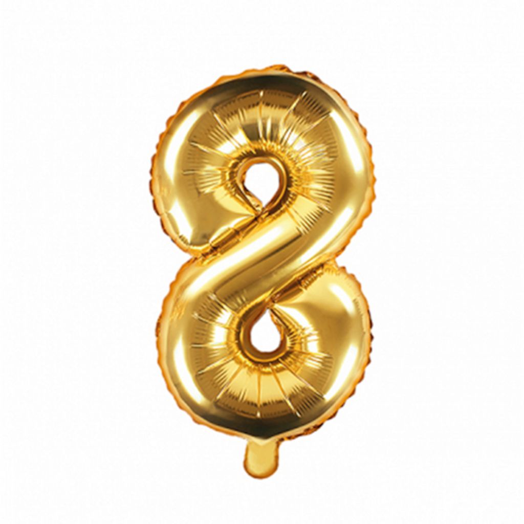Folienballon Zahl "8" 35cm gold Metall 1 Stk. Produktbild 