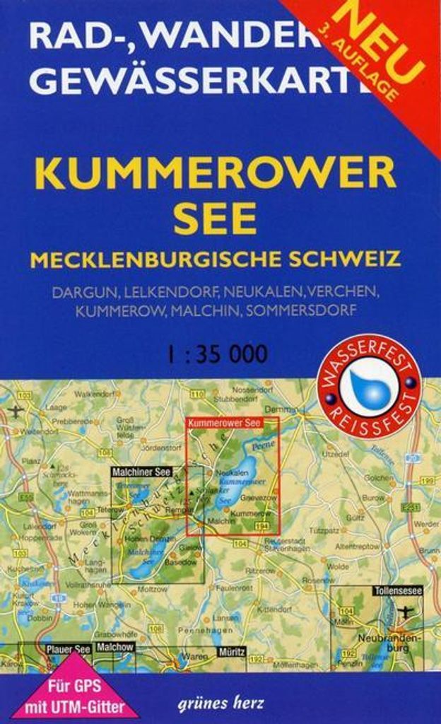 Rad-, Wander- und Gewässerkarte Kummerower See - Mecklenburgische Schweiz 1:35.000