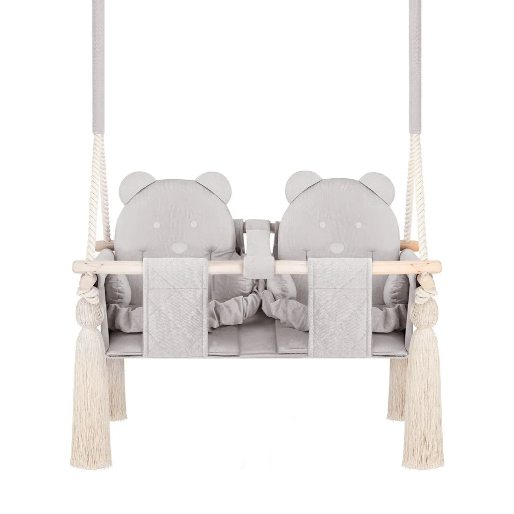 Double balançoire d'intérieur pour enfants en tissu velours et coton