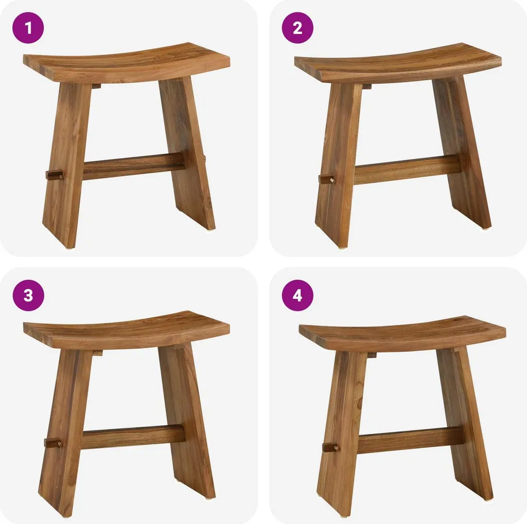 Tabouret de bain marron résistant à l'eau 50 cm avec assise stable - 4
