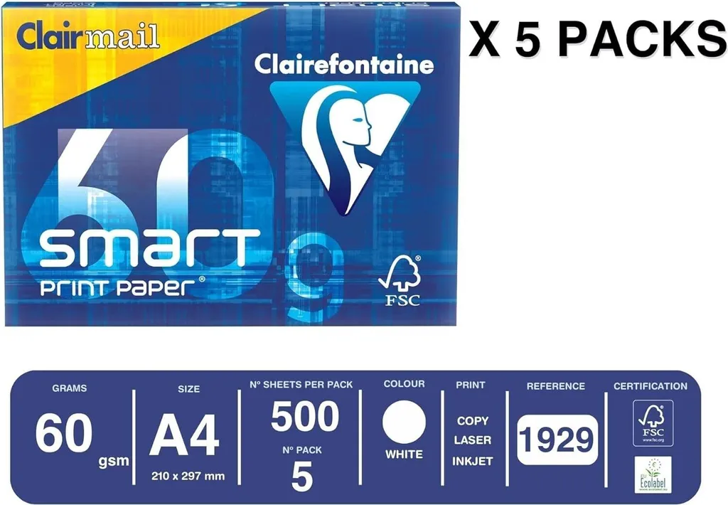 Papier A4 Ultra Blanc 60g Smart Print Clairefontaine Haute Performance