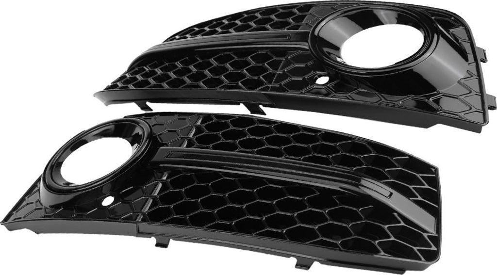 2 Stück für RS4 Style glänzend schwarze Frontstoßstange Nebelscheinwerfergitter Audi A4 B8 2009–2012