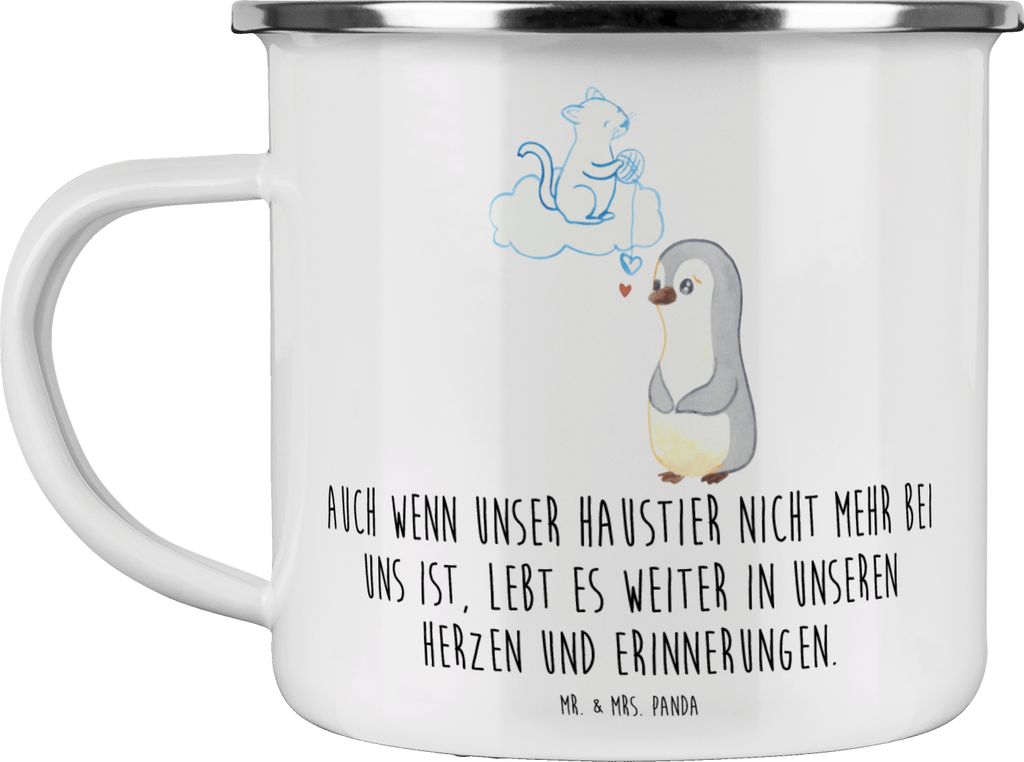 Mr. & Mrs. Panda Teetasse Trauerbewältigung nach dem Verlust eines Haustiers - Weiß - Geschenk, Andenken, Haustier, Emaille Tasse, Teebecher, Zuv...