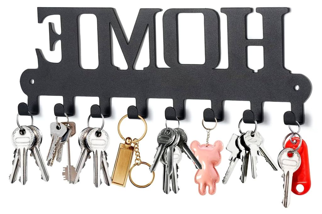 Schlüsselhaken Schwarz,Schlüsselbrett mit 8 Haken,Wandmontage für Schlafzimmer,Schlüsselhalter für Wand,Key Holder,Eingangsbereich,Wohnzimmer,...