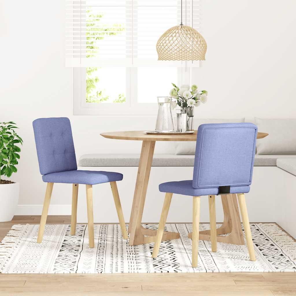 vidaXL Esszimmerstühle 2 Stk. Jeansblau Stoff