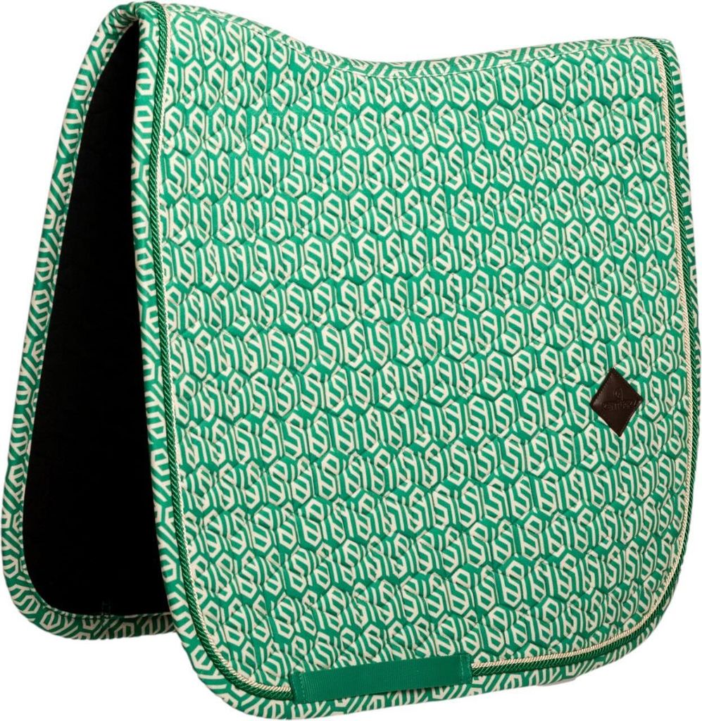 Kentucky Horsewear Saddle Pad Velvet Dressage, Farbe:White/Green, Größe:Cob