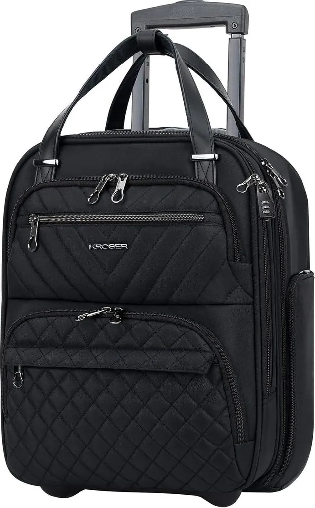 Valise cabine 40cm KROSER Trolley noir - Bagage à main compact et léger