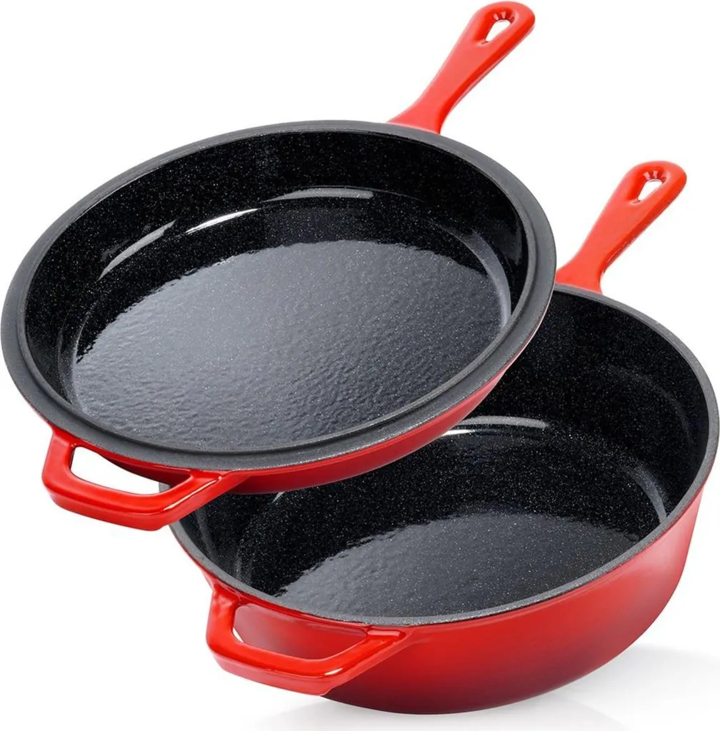 Pentola e padella - ghisa - smaltata - 24 cm - 3,5 l - rosso - CAST ENAMEL