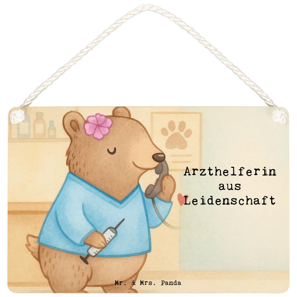 Mr. & Mrs. Panda Schild Arzthelferin Leidenschaft Design DIN A5 - Weiß - Geschenk, MFA, Krankgeschrieben, Türschild, Medizinische Fachangestellte...