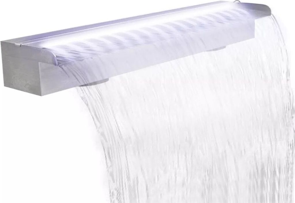 Vidaxl Pool Wasserfall mit LEDs rechteckig 90 cm Edelstahl Immagine del prodotto 
