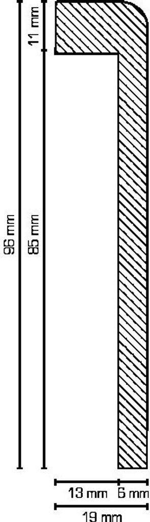 Abdeckleiste für Fliesensockel bis 85 mm (MDF foliert / 720.96.13.85.49) - Farbe: Champagner