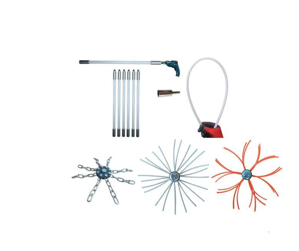 Kit ramonage mécanique par le bas 6m avec cannes flexibles et hérisson