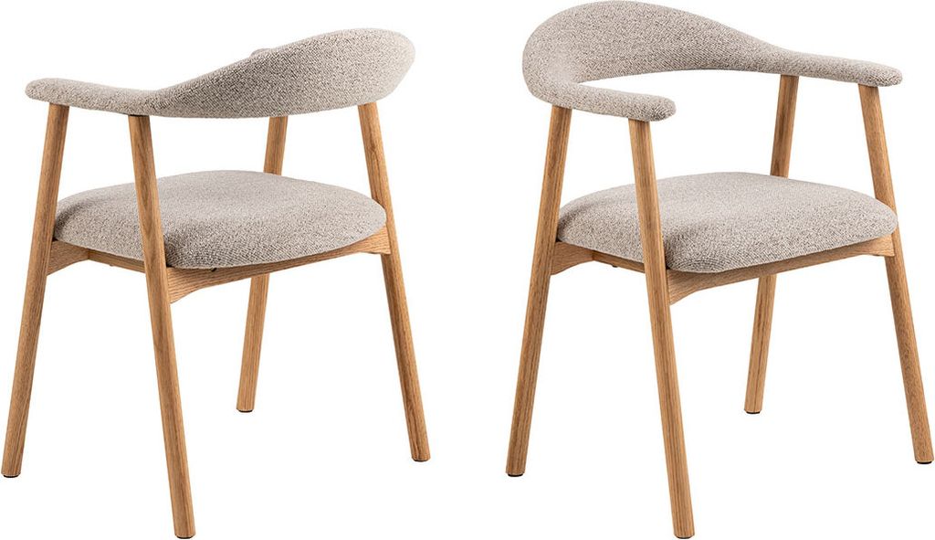 Chaise en bois « Addi » (lot de 2) beige, tissu, bois Image du produit 