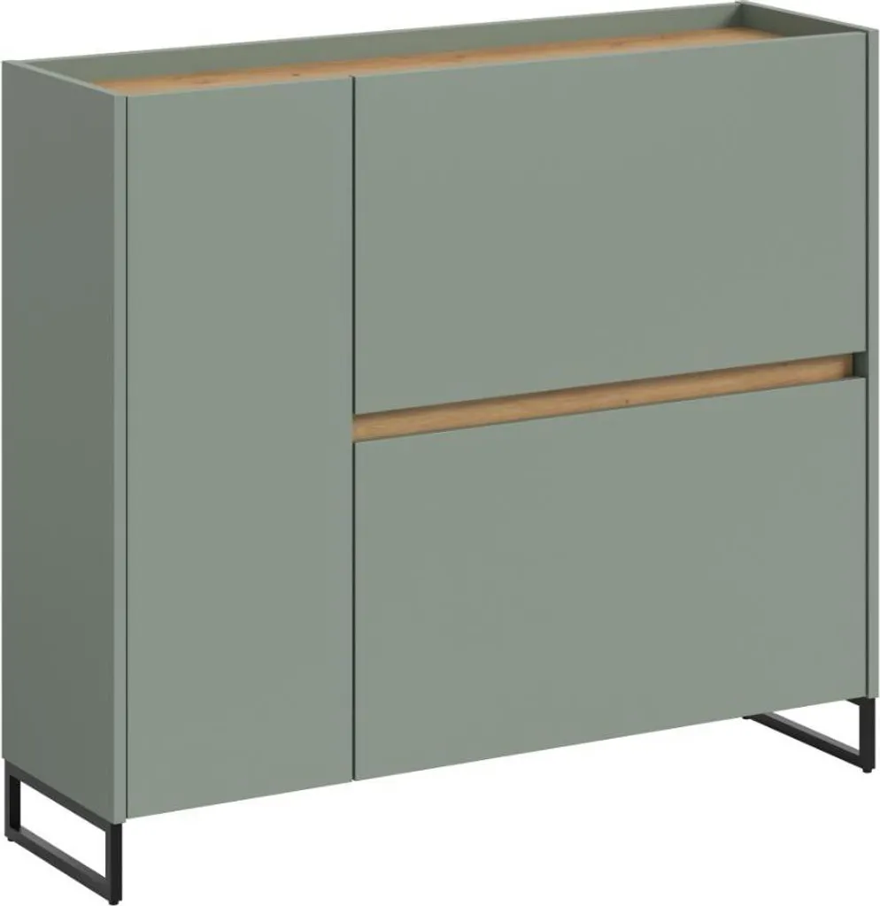 Armoire à chaussures Drive sauge avec portes battantes pour petit espace