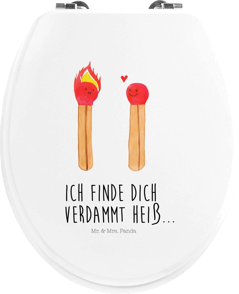 Mr. & Mrs. Panda Klodeckel Streichhölzer - Weiß - Geschenk, Liebesgeschenk, Hocheitstag, Toilettendeckel, Liebesbeweis, WC Sitz, WC-Sitz, Klo-Dec...