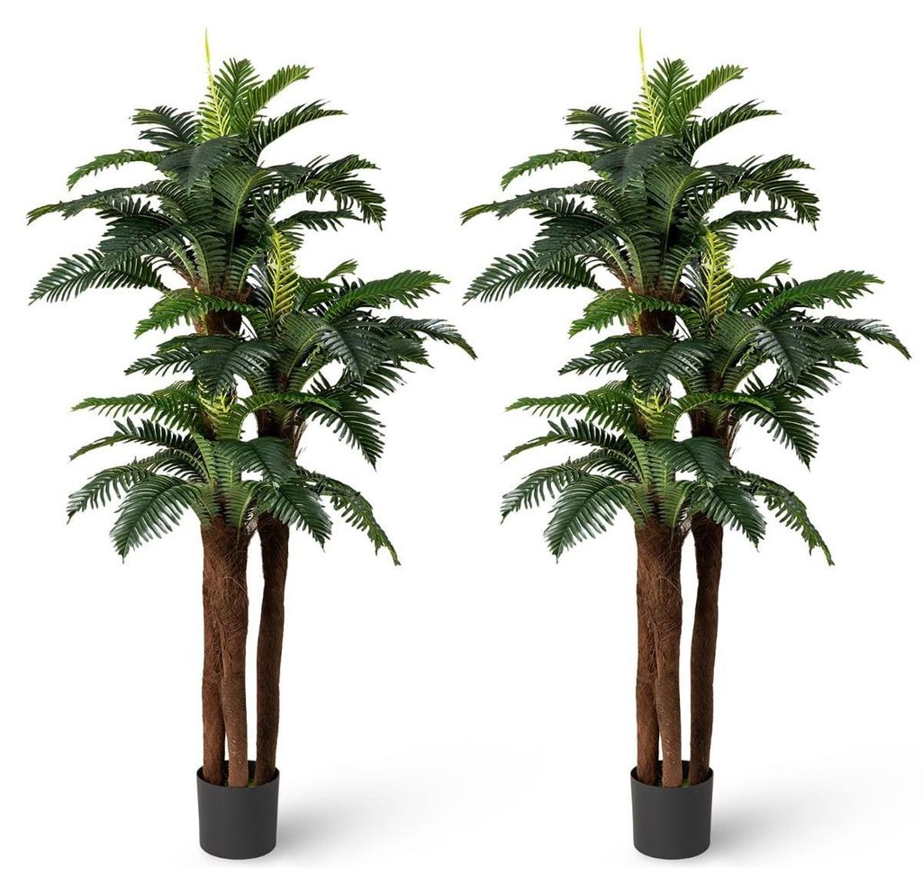 Artificial Palm Tree Set with Adjustable Leaves, 191 cm