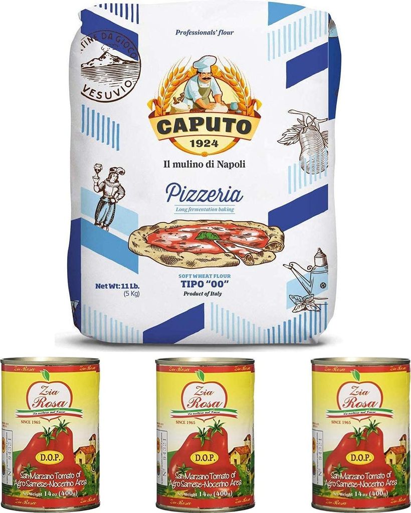 Testpaket Mehl Caputo Pizzeria Kg. 5 + 3x Zia Rosa DOP Pomodoro San Marzano Tomate aus Kampanien Dose von 400g