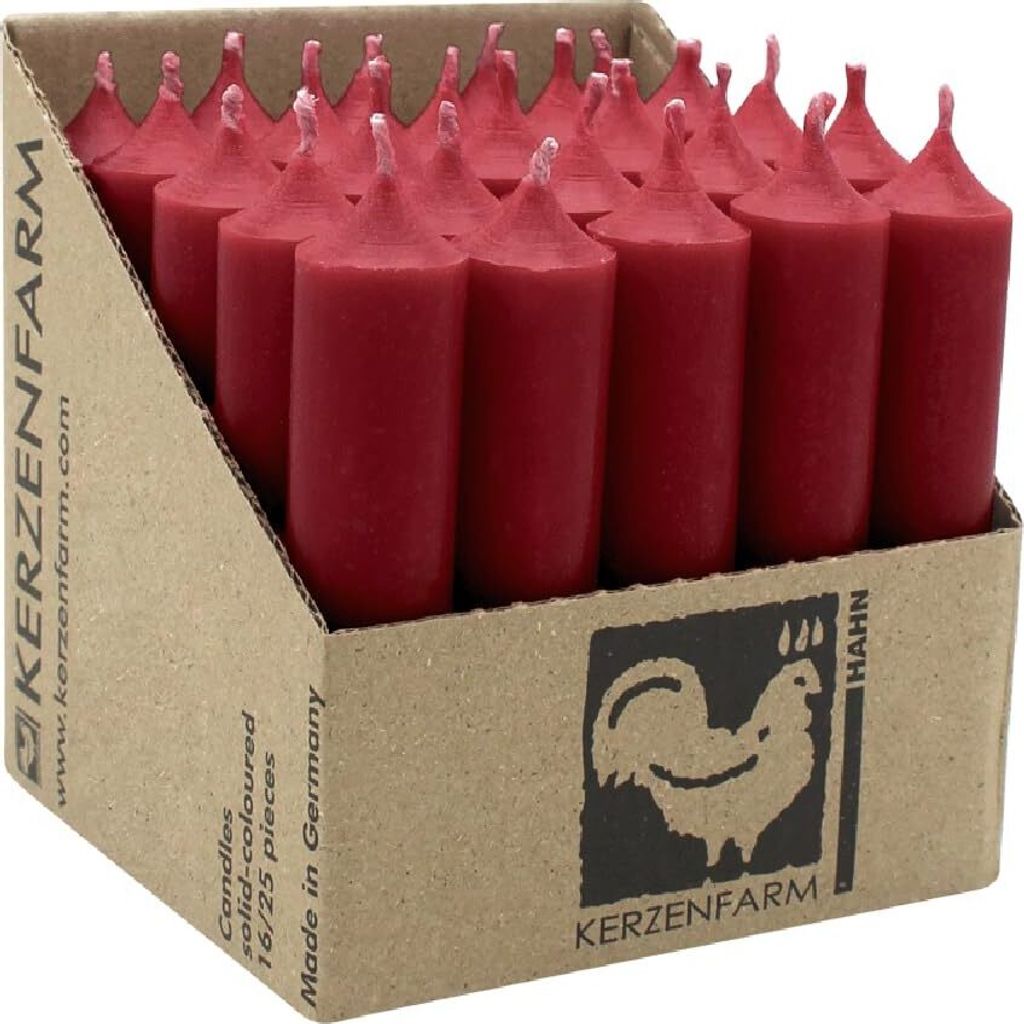 Stabkerzen aus Paraffin, 100/22 mm, Dunkelrot, KERZENFARM Produktbild 