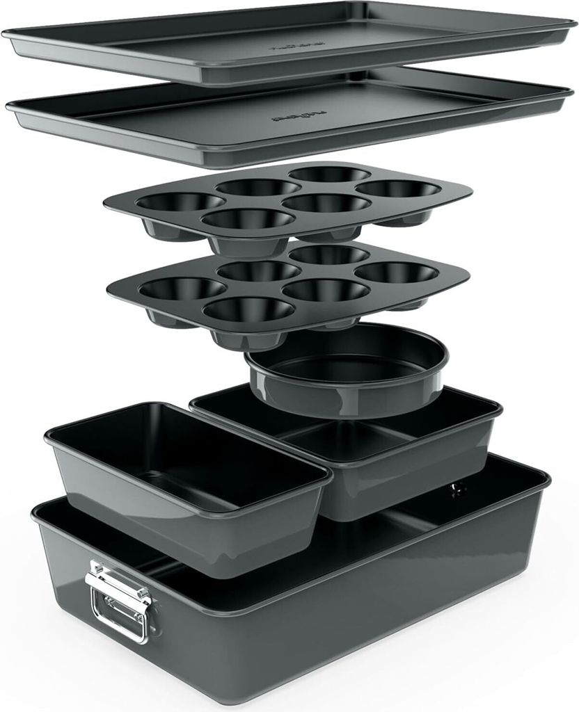NutriChef Kuchenform Set-8-teiliges Antihaft Backformen Set - PFOA, PFOS, PTFE Frei, Ofensicher bis 232°C -Rund Kuchenbackform, Kastenform, Kasten...