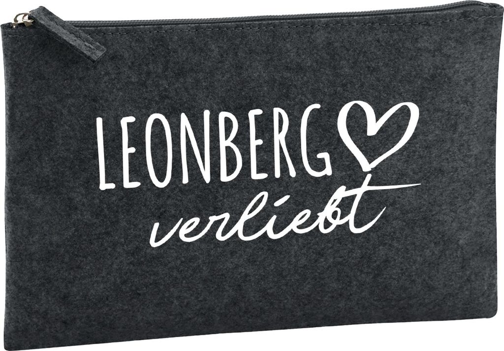 Huuraa Kulturbeutel Leonberg verliebt 1 Liter Charcoal Filz Kosmetiktasche Geschenkidee