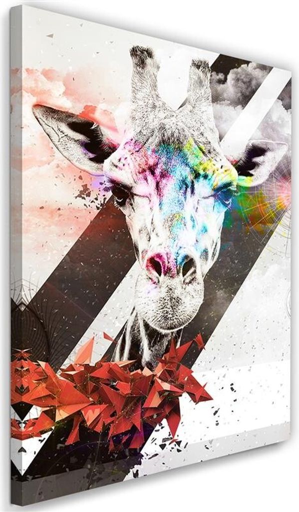 Leinwandbild abstrakte giraffe und formen 40x60 cm Feeby farbe wandbild bereit zum aufhängen